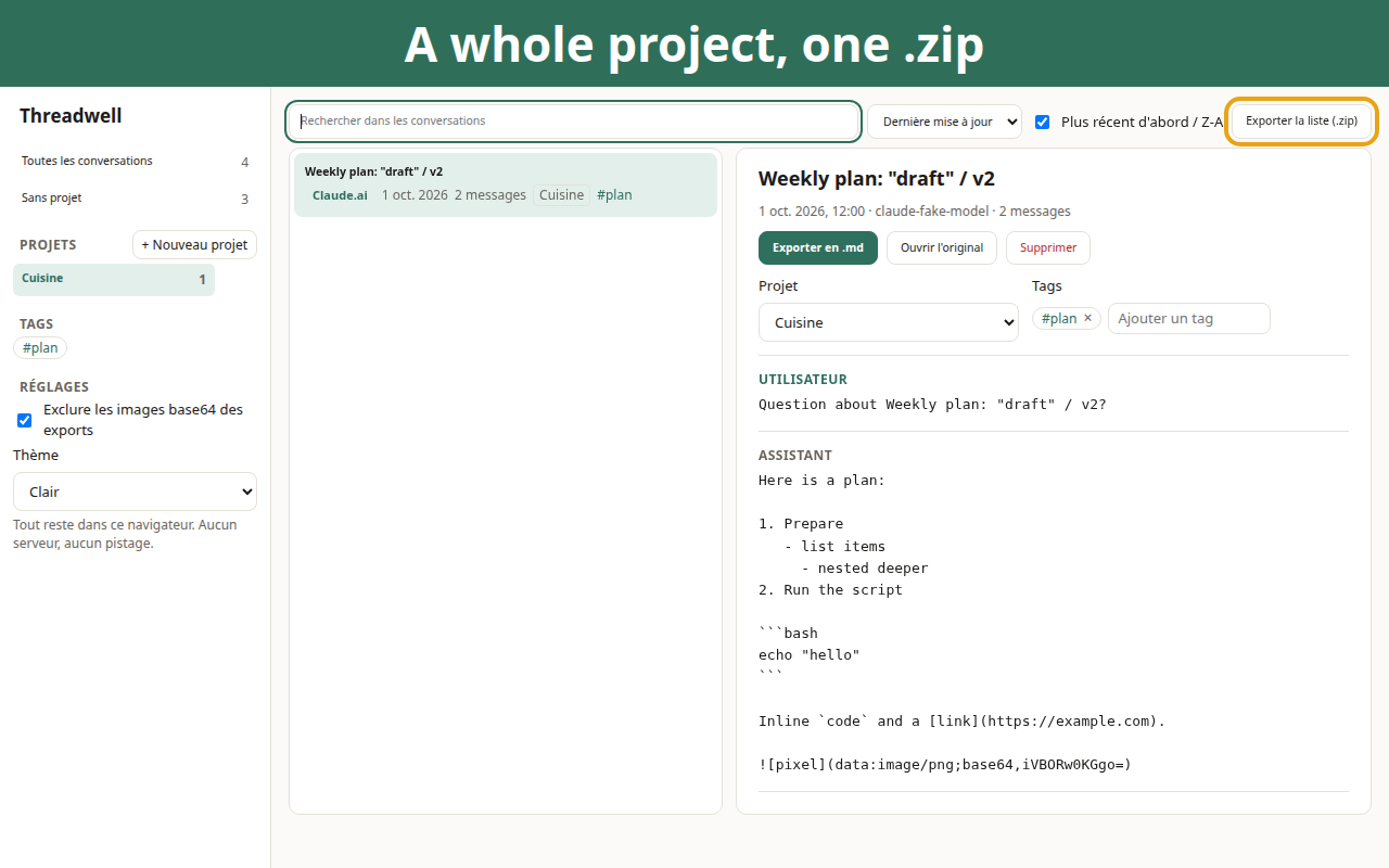 Exporting a whole project as a .zip of Markdown files